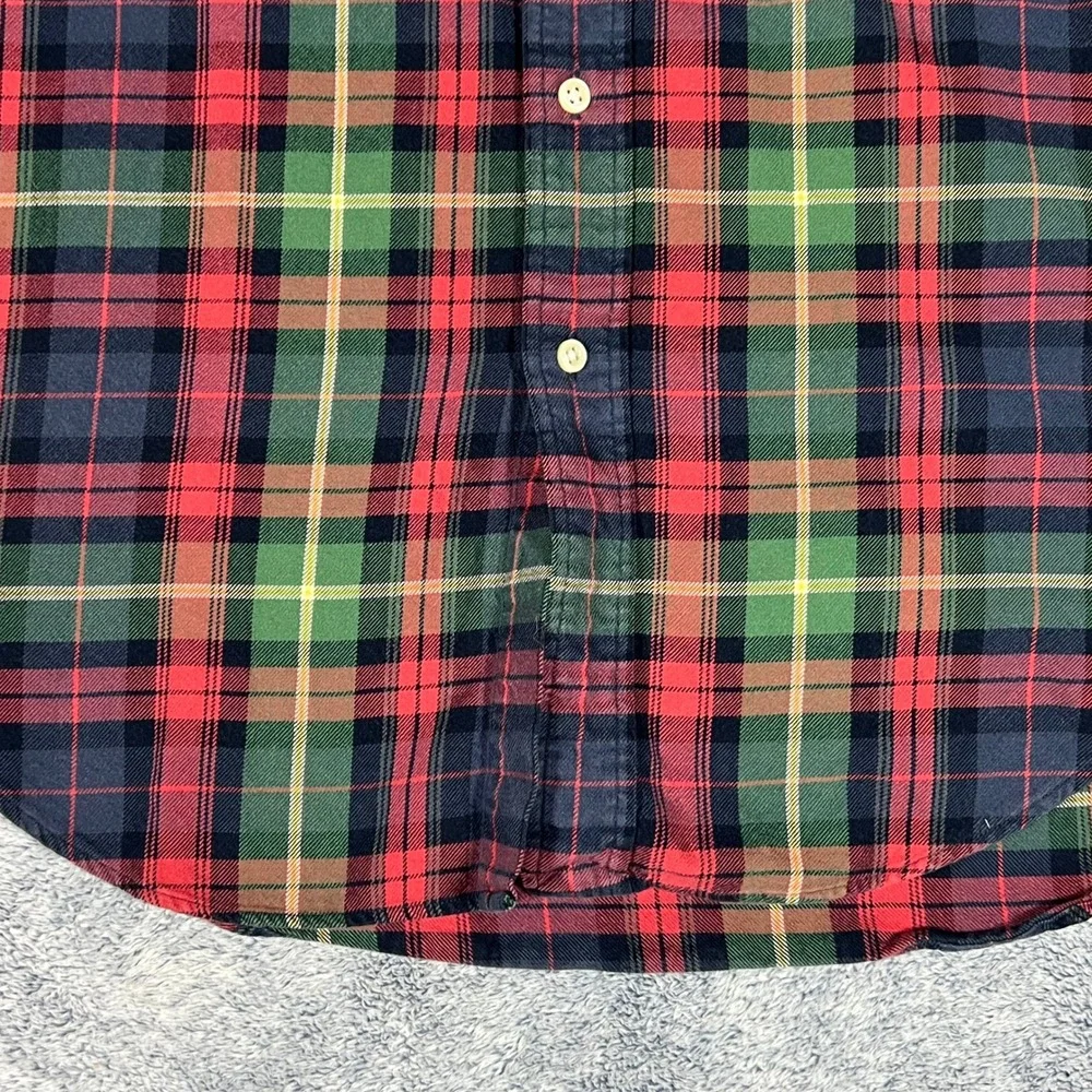 Ralph Lauren Mens Classic Fit Plaid Button‎ Down Shirt Red Green Blue Medium